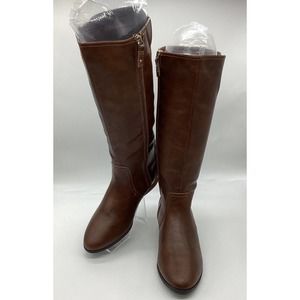 Dr. Scholl's Women's Brilliance Brown Wide Calf Riding Boot 9.5M-WC